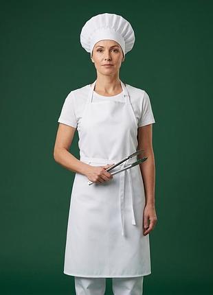 Білий класичний кухарський фартух шапочка набір