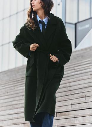 Пальто жіноче хакі вовняне zara new