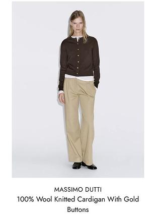 Жіночий кардиган massimo dutti зі 100% вовни з золотими ґудзиками