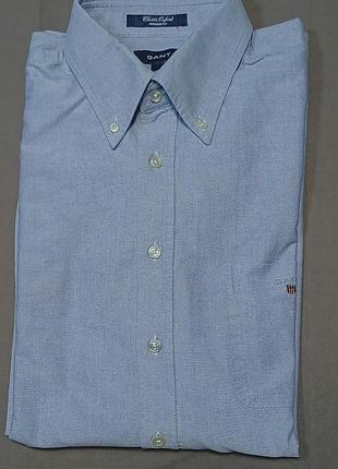 Воротник 44 см gant size xl oxford голубая рубашка 100% cotton classic oxford regular fit