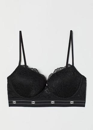 Бюстгальтер жіночий h&m super push-up мереживний 70с чорний