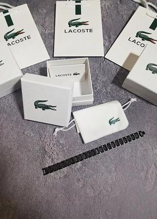 Мужской браслет lacoste / металлический браслет лакост / брендовый браслет lacoste черный / мужской стальной браслет lacoste / lacoste bracelet black