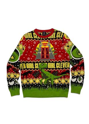 Жіночий светр jurassic park girl clever christmas ugly sweater різнокольоровий m