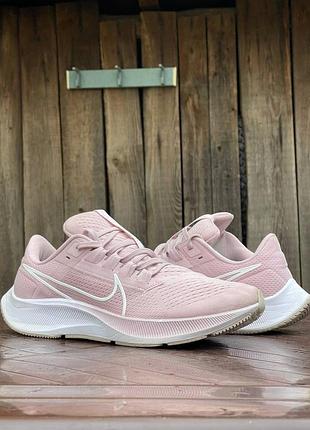 Nike air zoom pegasus 38 оригінал жіночі бігові кросівки рожеві білі для бігу спортзалу м'які розмір 42 42,5 27.5см