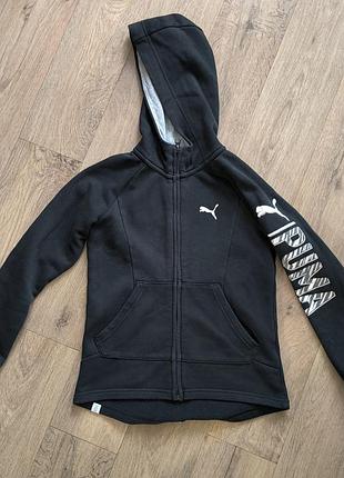 Кофта для хлопчика puma чорна з капюшоном на змійці