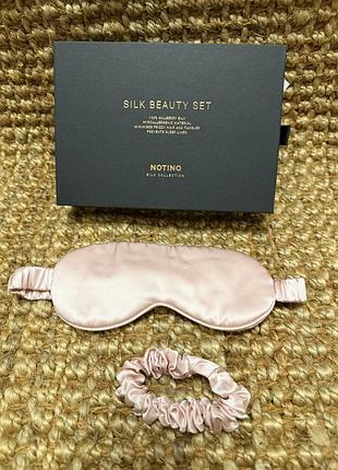 Набір notino silk beauty set: маска для сну + резинка з шовку