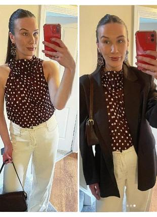Блузка в горошек с эффектом плиссе zara 7