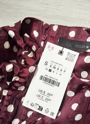 Блузка в горошек с эффектом плиссе zara 10