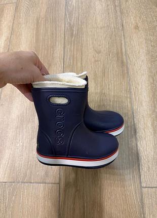 Черевики для дітей crocs гумові сині з м'яким носочком