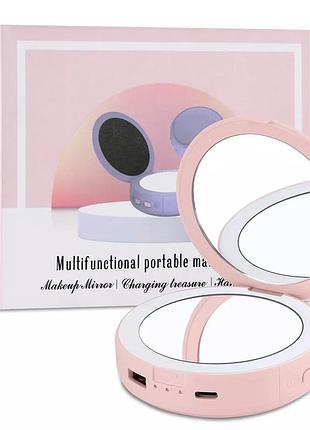 Компактное зеркало для макияжа с led-подсветкой 4-в-1 power bank md-ry-613/c20 с системой подогрева рук ц-000079192