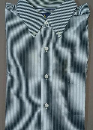 Воротник 42 см ralph lauren size xl серо белая рубашка в полоску 
 100% cotton 
 slim fit stretch poplin