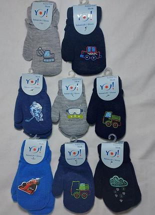 Рукавички утеплённые двойные для мальчика на 4-5 лет 16 см