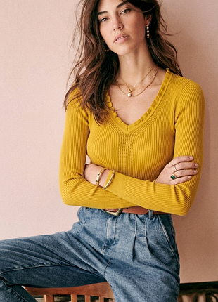 Брендовий гірчичний джемпер "river island" у рубчик. розмір uk8/eur34.