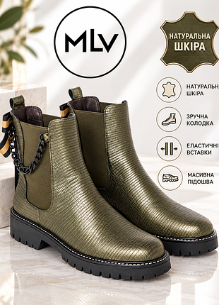 Mlv женские ботинки челси из натуральной кожи