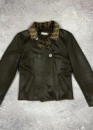 Винтажная куртка-дубленка balmain paris оригинал меховой воротник