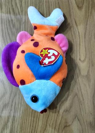 : коллекционная мягкая игрушка рыбка tty beanie babies - lips the fish (1999)