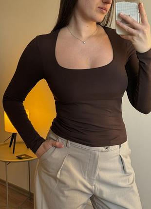 Лонгслів жіночий h&m коричневий 3