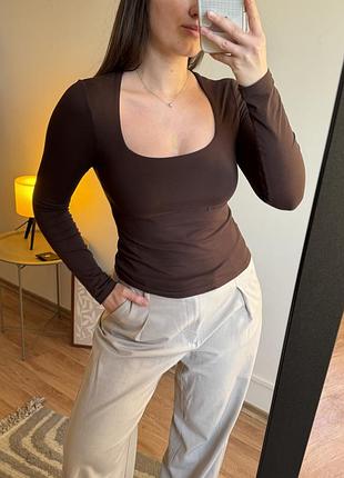 Лонгслів жіночий h&m коричневий 5