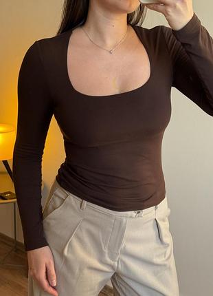 Лонгслів жіночий h&m коричневий 4
