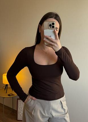 Лонгслів жіночий h&m коричневий 2