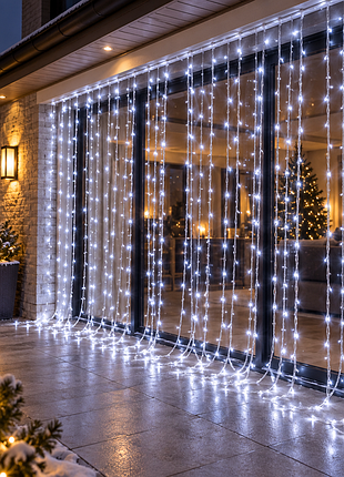 Гірлянда-штора водоспад 160 led, 2х2 м, холодний білий