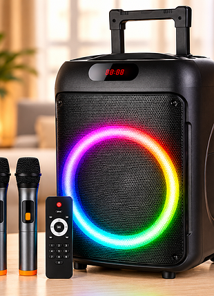 Портативна колонка ttd-1209 з bluetooth, rgb-підсвічуванням, 40 вт та 2 мікрофонами
