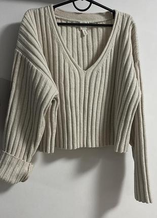 Укорочений светр h&m в рубчик, розмір м