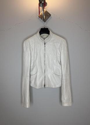 Вінтажна молочна шкіряна куртка emporio armani y2k 2000х, m-l/ l-xl