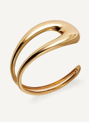 Золотистий відкритий браслет-кафф від бренду massimo dutti.