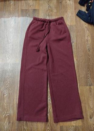 Бордові штани палаццо zara / широкі брюки zara wide leg розмір s