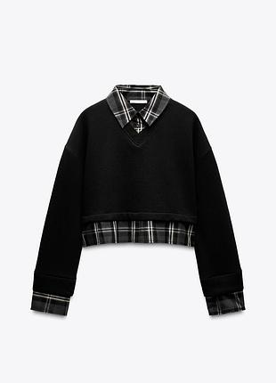 Трендова толстовка з сорочкою розмір м zara