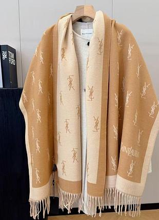 Теплый шарф палантин платок ysl yves saint laurent ив сен л