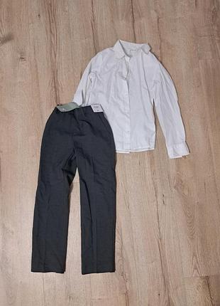 Класичний костюм h&m для хлопчика, біла сорочка та темно-сірі штани