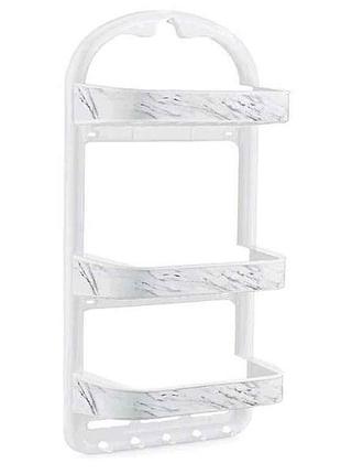 Полка 3яр для душа большая decor белый мрамор ozer-b-012 тм ozer