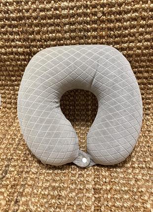 Дорожня подушка для шиї ideal comfort, сіра, знімний чохол