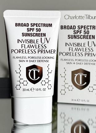 Зволожуюча база під макіяж із spf50 charlotte tilbury invisible uv flawless poreless primer spf50 (30 ml)