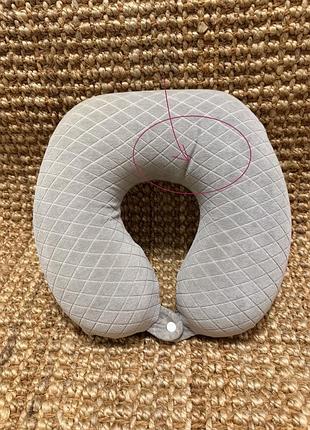 Дорожня подушка для шиї ideal comfort, сіра, знімний чохол