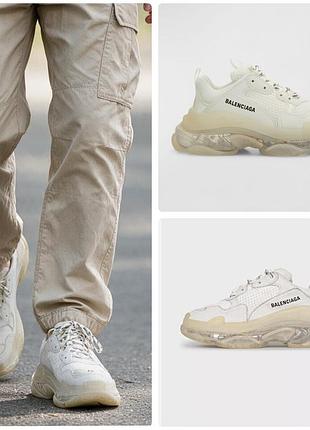 Культові масивні кросівки balenciaga triple s clear sole у білому кольорі, розмір 43.