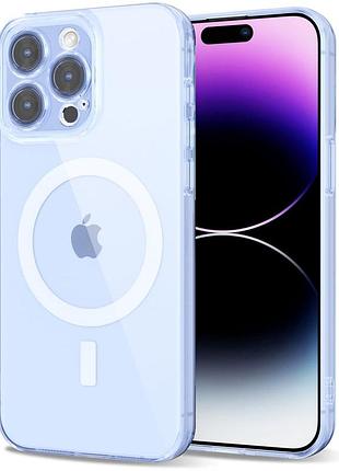 Чохол для iphone 14 pro max 6 7 дюймів силіконовий прозорий з магнітним кріпленням magsafe легкий синій стильний