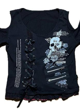 † archive y2k mall goth lace-up graphic top