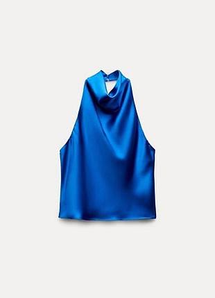 💙 сатиновий топ zara з відкритою спиною