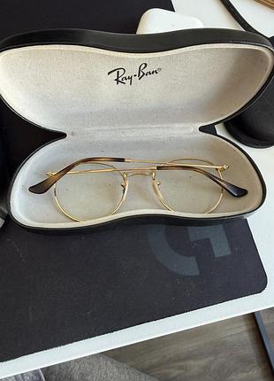 Оправа для окулярів ray ban кругла, золотиста