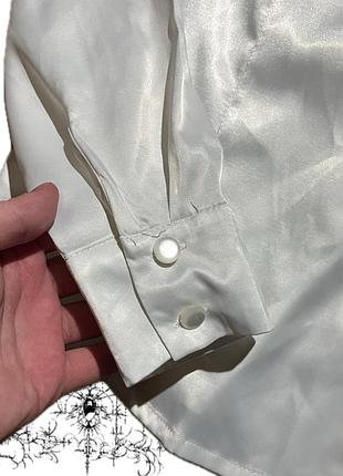 † pearl white satin victorian jabot blouse 3
