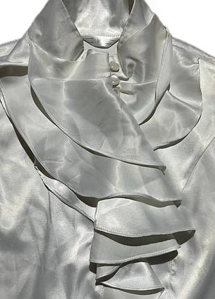† pearl white satin victorian jabot blouse 2