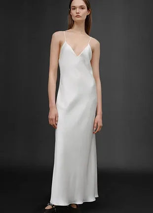 Новое молочное сатиновое платье zara 50th aniversary xs