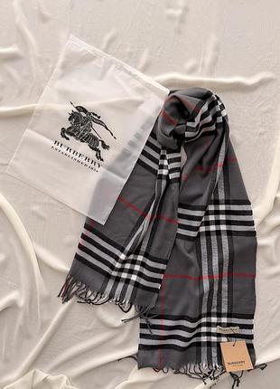 Шарф burberry grey шарф барберри серый кашемир 32/180см