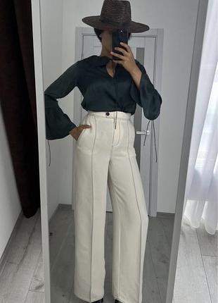 Брюки жіночі палаццо молочні mango