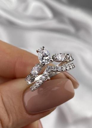 Серебряное кольцо 925 пробы с фианитами, размер 16 22, 22