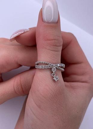 Серебряное кольцо 925 пробы с фианитами, размер 18.5 22, 22