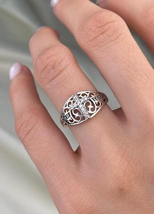 Серебряное кольцо 925 пробы с фианитами, белый цвет вставки, размер 16.5 22, 22